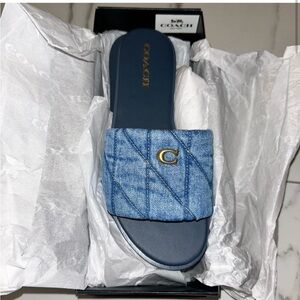 Coach quilted denim sandals